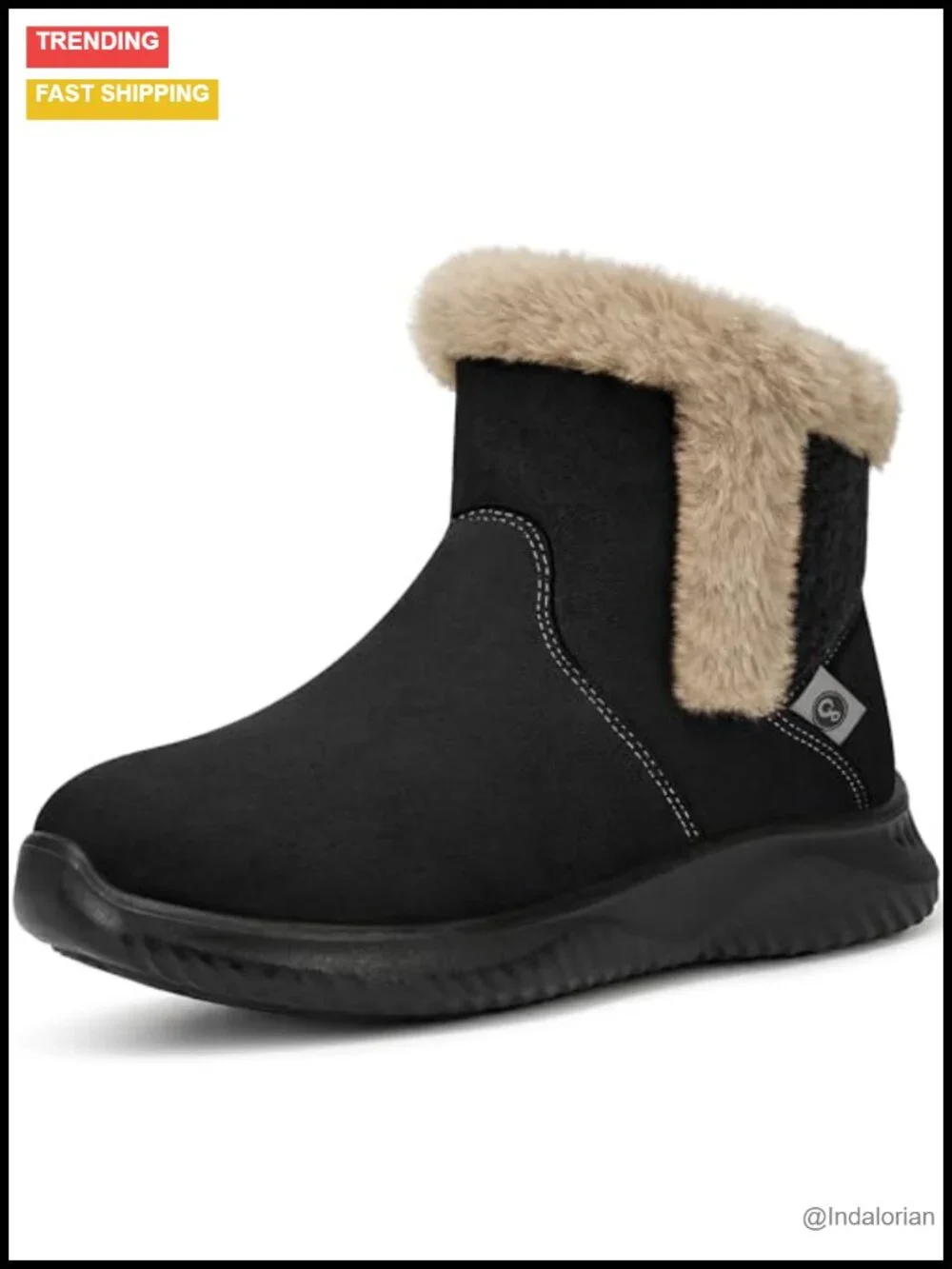 Warm Fur Lined Ankle Snow Booties for Women Non-Slip Winter Outdoor Walking
